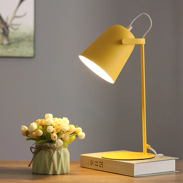 Belro Nordic Macaron color creative iron bucket design desk lamp with light, ideal for modern electronics and lighting decor.