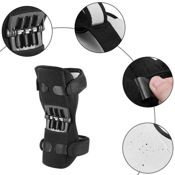 Belro Power Knee Stabilizer Pads attached to suspenders, designed for knee support and stabilizer accessories.