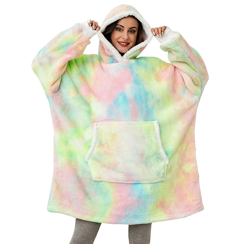 Belro giant blanket hoodie in cozy rainwear style, soft fabric with large hood and oversized fit for comfortable outdoor wear.