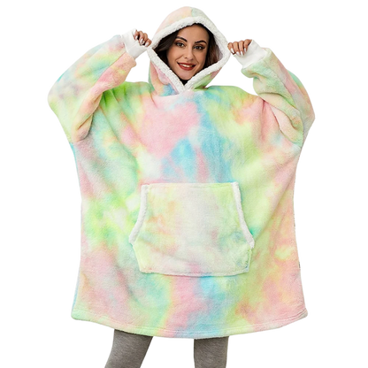 Belro giant blanket hoodie in cozy rainwear style, soft fabric with large hood and oversized fit for comfortable outdoor wear.