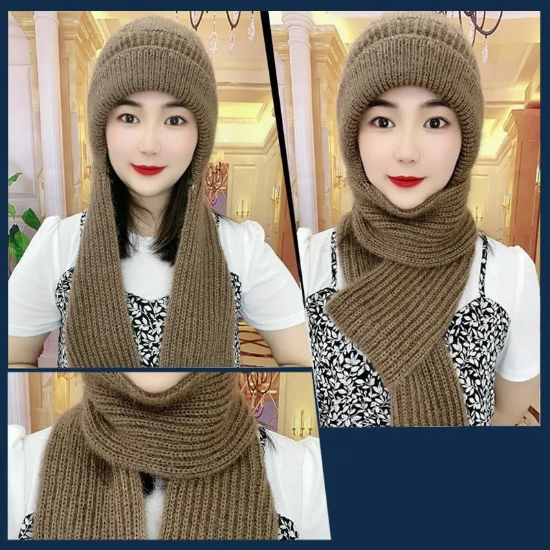 Belro women's winter hat with integrated ear protection, windproof cap scarf, warm and functional winter accessories.