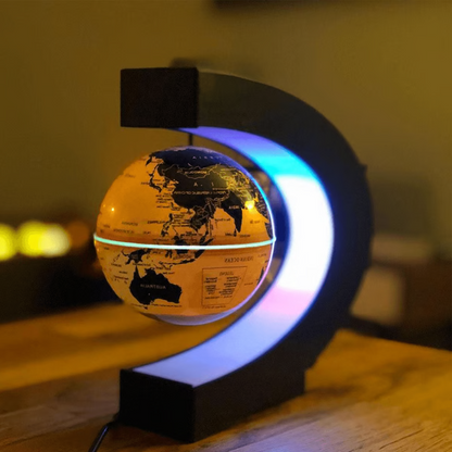 Magnetic floating globe with LED light by Belro, showcasing a sleek modern design for home and garden decor.