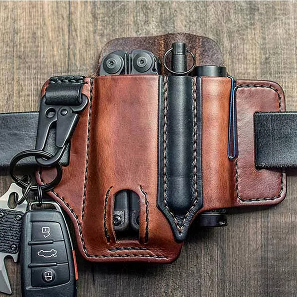 Belro tactical multi-tool belt leather bag with multiple compartments, designed for durable, practical carrying.