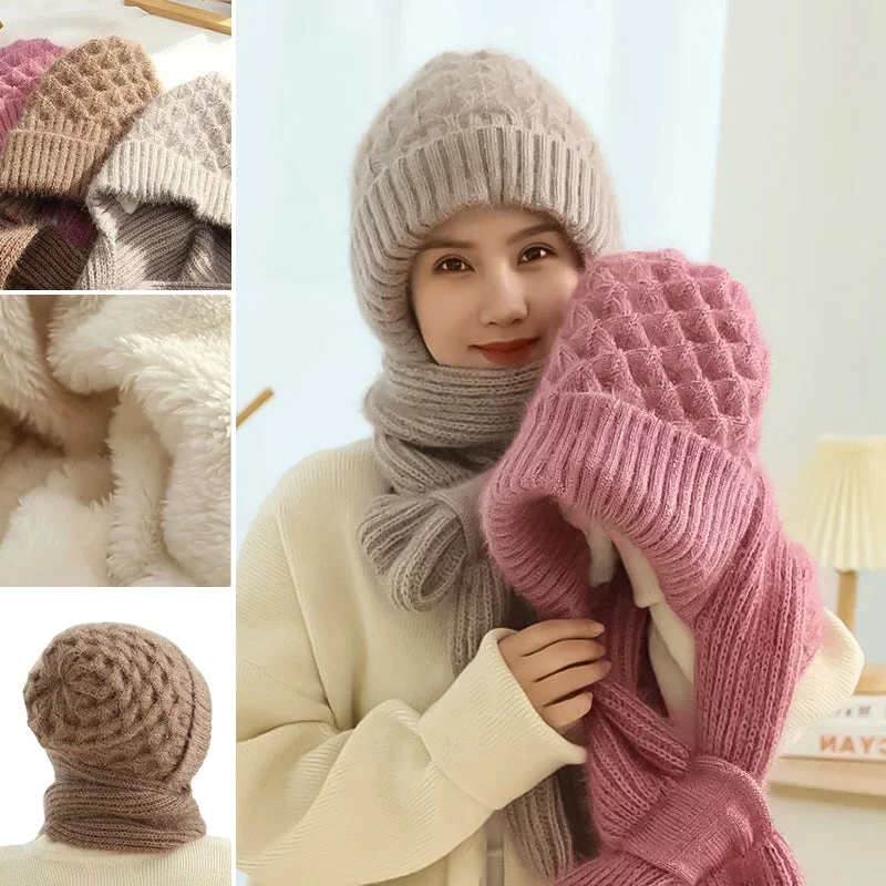Belro women's winter hat with integrated ear protection, windproof cap and scarf combo, ideal for cold weather.