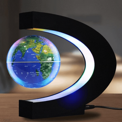 Magnetic floating globe with LED light by Belro, showcasing a modern home decor piece with glowing illumination.
