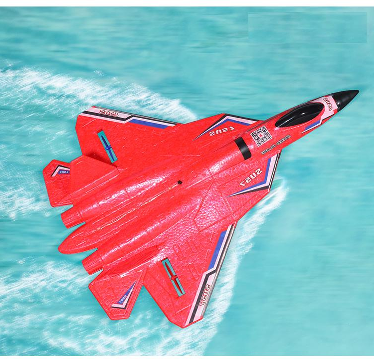 Belro RC SU35 airplane toy with LED lights, remote control glider aircraft resembling SU57 fighter jet for flying fun.