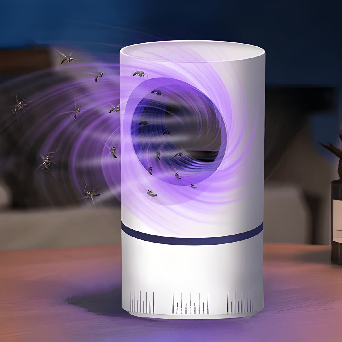 Belro mosquito killer lamp for outdoor pest control, with UV light attracting and trapping mosquitoes in a home and garden setting.