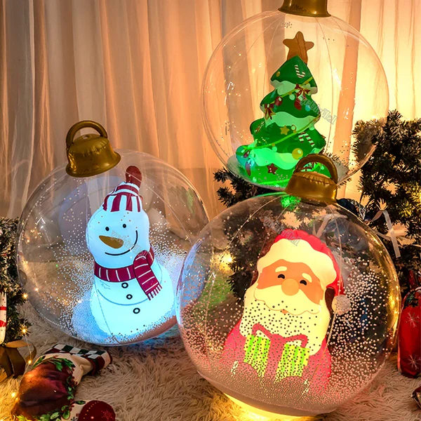 Belro inflatable outdoor Christmas ball with LED lights, festive holiday décor for outdoor decorations
