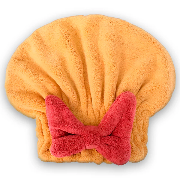 Belro super absorbent hair towel wrap for quick drying, shown wrapped around a person's head, made of soft, lightweight fabric