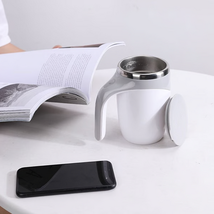 Belro automatic self-stirring magnetic coffee cup with digital display, black finish, and sleek design for convenient beverage mixing.