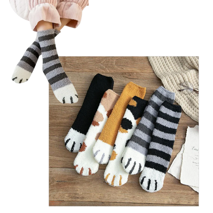 Belro Cat's Paw Winter Socks featuring cozy knit fabric and playful paw print design for warm, stylish footwear.