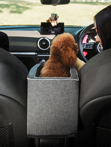 Belro Pet Armrest Safety Seat for small dogs and cats, automotive car seat travel bag with secure straps and comfortable design.
