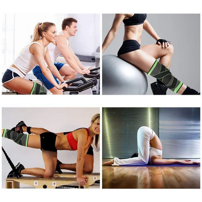 Belro knee brace compression sleeve with patella stability straps, designed for knee support and injury prevention.