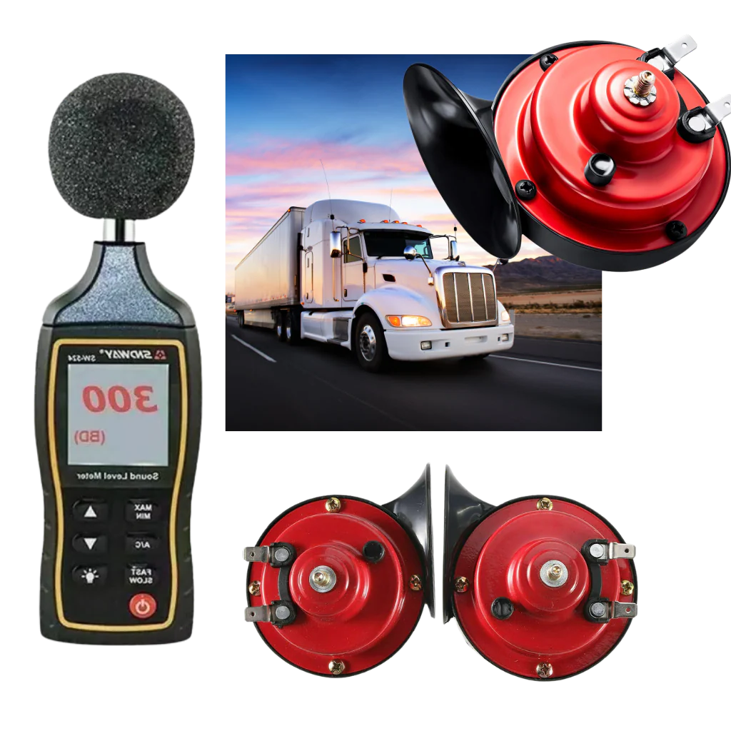 Belro powerful truck horn for cars, electronic audio device with a compact design and metal mounting bracket visible.