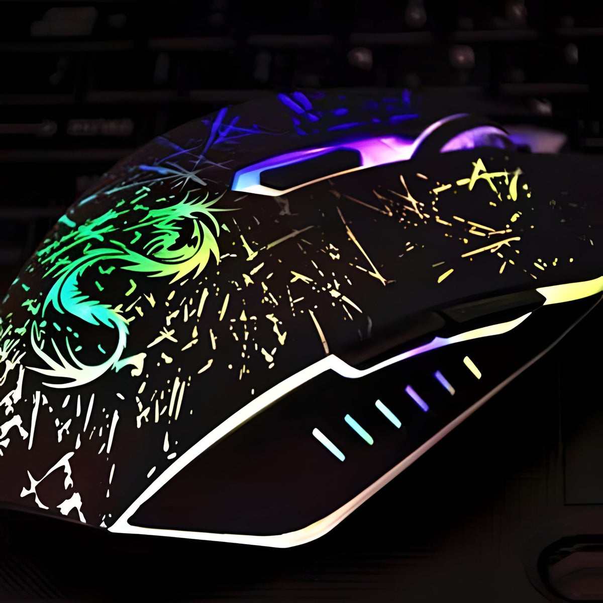 Belro Legendary Dragon gaming mouse with 3200 DPI sensor, ergonomic design, and customizable buttons for computer gaming.