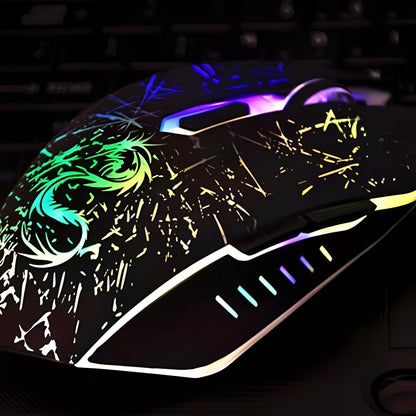Belro Legendary Dragon gaming mouse with 3200 DPI sensor, ergonomic design, and customizable buttons for computer gaming.