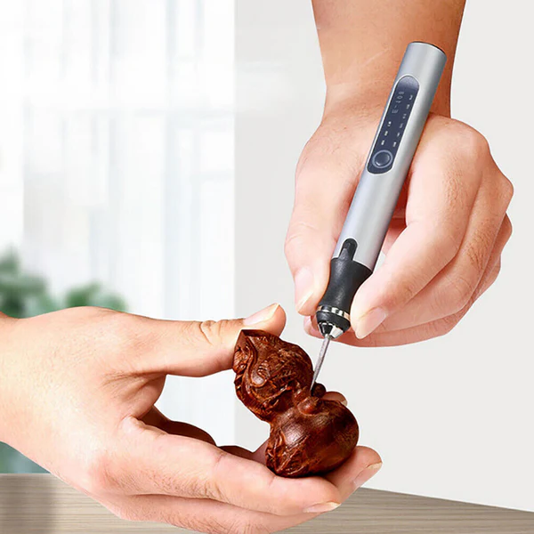 Belro cordless engraving pen for men, shown with a sleek design, ideal for detailed engraving on clothing and accessories.
