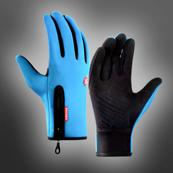 Belro waterproof winter gloves in black, showing a close-up of the warm, insulated fabric and secure wrist cuffs.