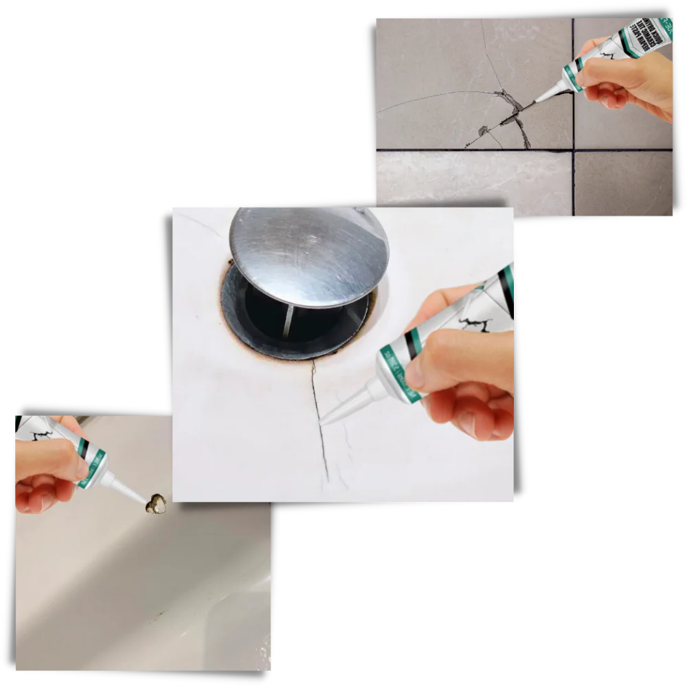 Belro ceramic tile repair paste kit for cracks, chips, and surface damage, including tools and hardware for easy tile restoration.
