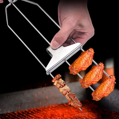 Belro three-prong grill skewer set for outdoor cooking, featuring durable stainless steel skewers with three prongs for grilling various foods.