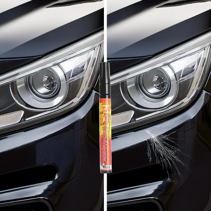 Belro Scratch Eraser Pen for quick car scratch repair, shown with the pen and application area in a home and garden decor setting.