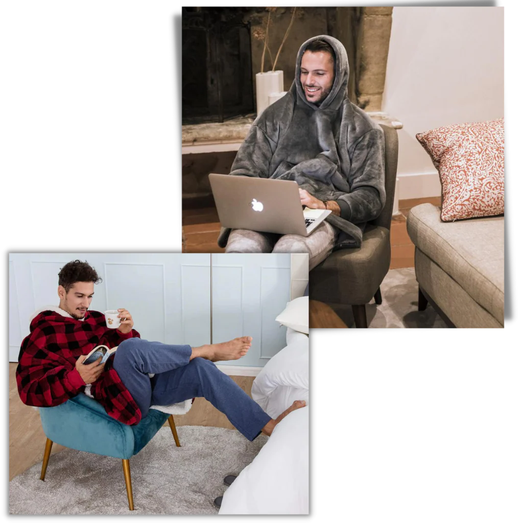 Belro Giant Blanket Hoodie in cozy rainwear style, featuring oversized fit and soft fabric for warmth and comfort.