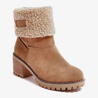 Belro women's block heel snow boots with warm lining and stylish design, ideal for winter weather and cold conditions.