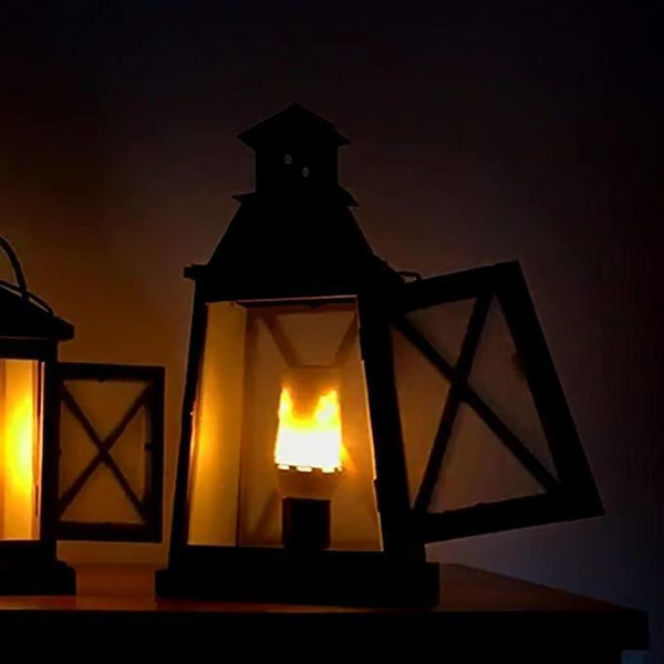 Belro LED Flame Effect Light Bulb emitting a flickering flame-like glow in a modern lighting fixture.