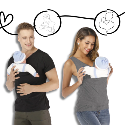 Belro ergonomic fashionable kangaroo T-shirt displayed on a model, showcasing its stylish design and comfortable fit.