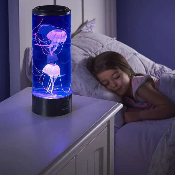 Belro LED jellyfish lava lamp and aquarium with glowing jellyfish, suitable for home, garden, or aquarium decor.