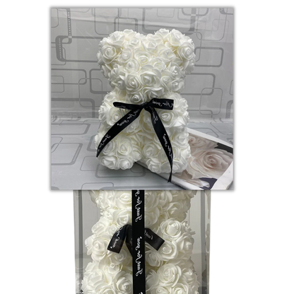 Belro Roses teddy bear wearing a clothing item for men, soft plush toy with rose pattern, ideal for gift or decorative use.