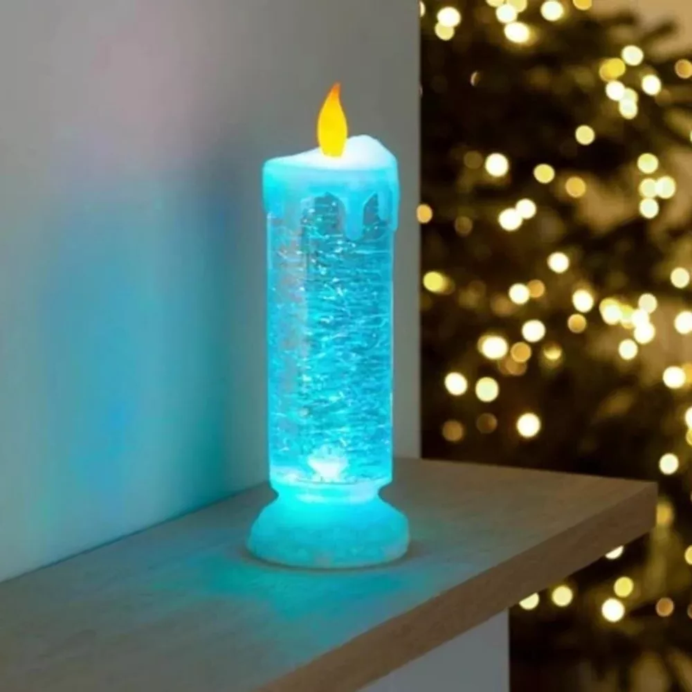 Belro LED Christmas candles with glitter, rechargeable decorative candles for home holiday decor, glowing festive ambiance