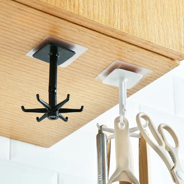 Belro 360° rotating self-adhesive utility hook attached to a wall for home and garden storage and organization.