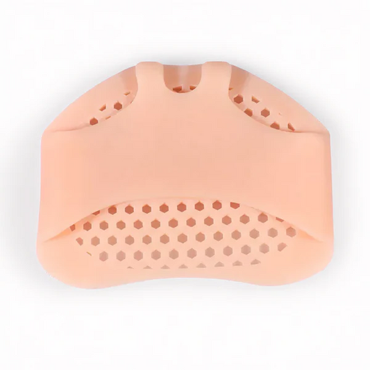 Belro breathable gel metatarsal pads for foot comfort and pain relief, showing soft gel cushions on a foot.