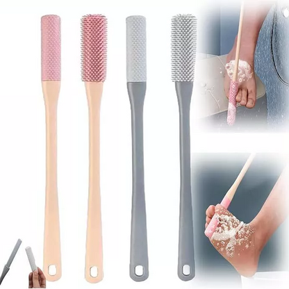 Belro Toe Gap Cleaning Brush with long handle and anti-itch brush in gray, designed for foot hygiene and skin care.