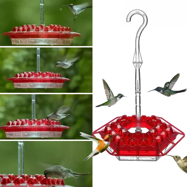Belro ant-proof hummingbird feeder with 30 bee-resistant ports, suitable for garden decor and attracting hummingbirds naturally.