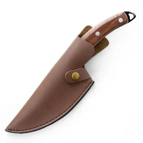 Belro Japanese kitchen knife with sharp stainless steel blade and wooden handle, ideal for precise slicing and chopping.