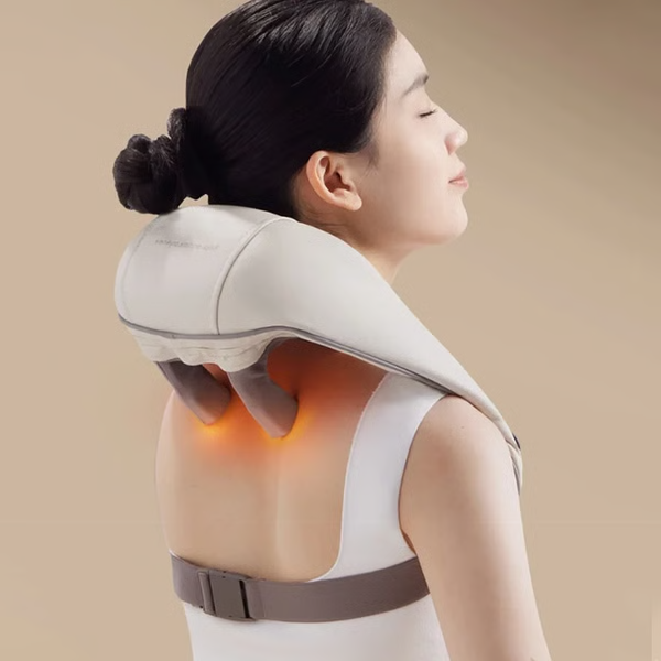 Belro neck and shoulder heat massager with therapeutic rollers, designed for relaxing massage and wellness therapy.
