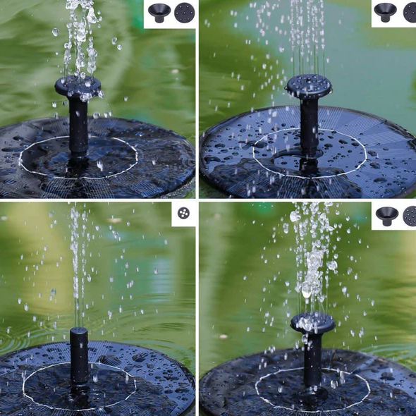 Belro solar-powered garden fountain pump with water spraying feature, ideal for home and garden decor displays.