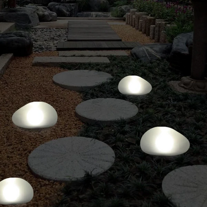 Belro Solar Pebble LED outdoor landscape light with sandblasted glass, ideal for garden and outdoor lighting.