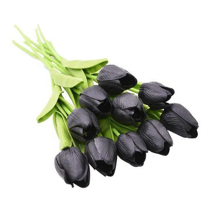 Assorted 10x artificial tulip flowers in vibrant colors, ideal for clothing accessories or decorative use, by Belro.