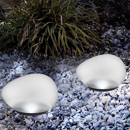 Belro Solar Pebble LED outdoor landscape glass light with sandblasted finish, ideal for garden and pathway illumination.