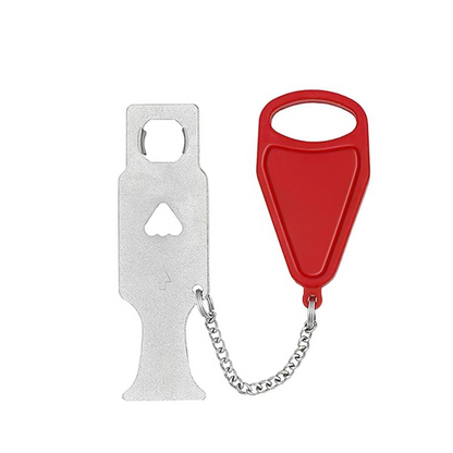 Belro portable door lock, a compact electronic smart lock for added home security, shown on a door in a modern setting.