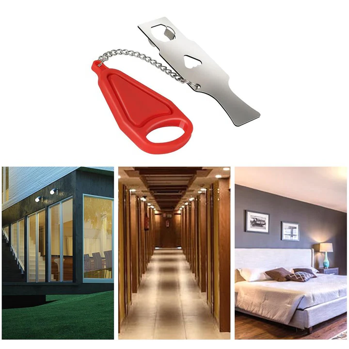 Belro portable door lock device shown, compact electronic smart lock for added security in home or travel settings.