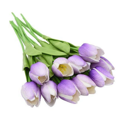Set of 10 artificial tulip flowers from Belro, decorative faux tulips suitable for home or event decor.