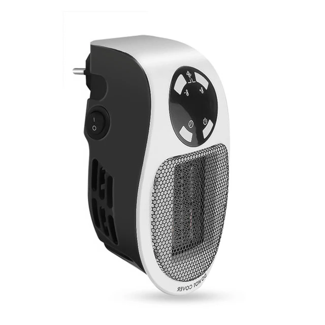 Belro 500W mini portable electric heater showing compact design with control panel and heating vents for home use.