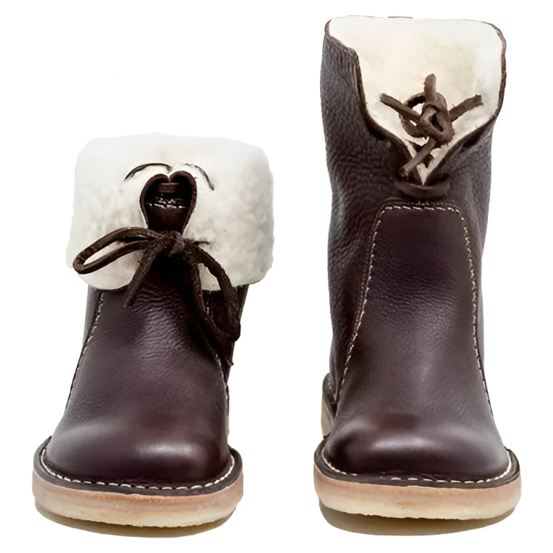 Belro wool-lined boots showing cozy interior and sturdy leather exterior, ideal for cold weather footwear.