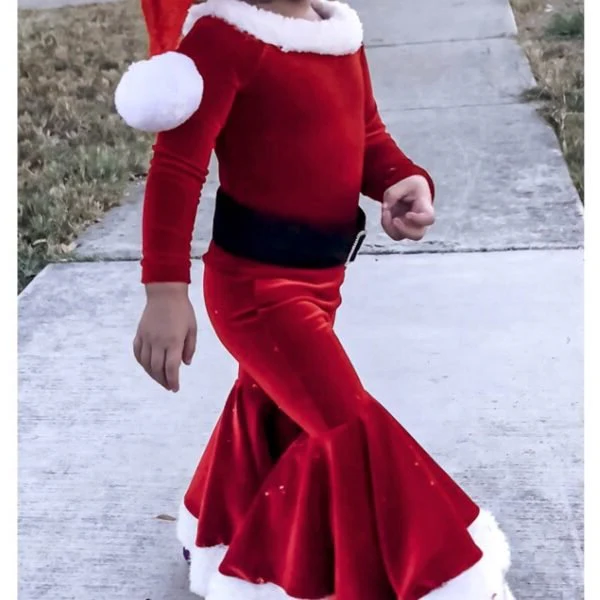 Belro Christmas Santa Claus costume featuring red jacket, white trim, and Santa hat for festive holiday dress-up.
