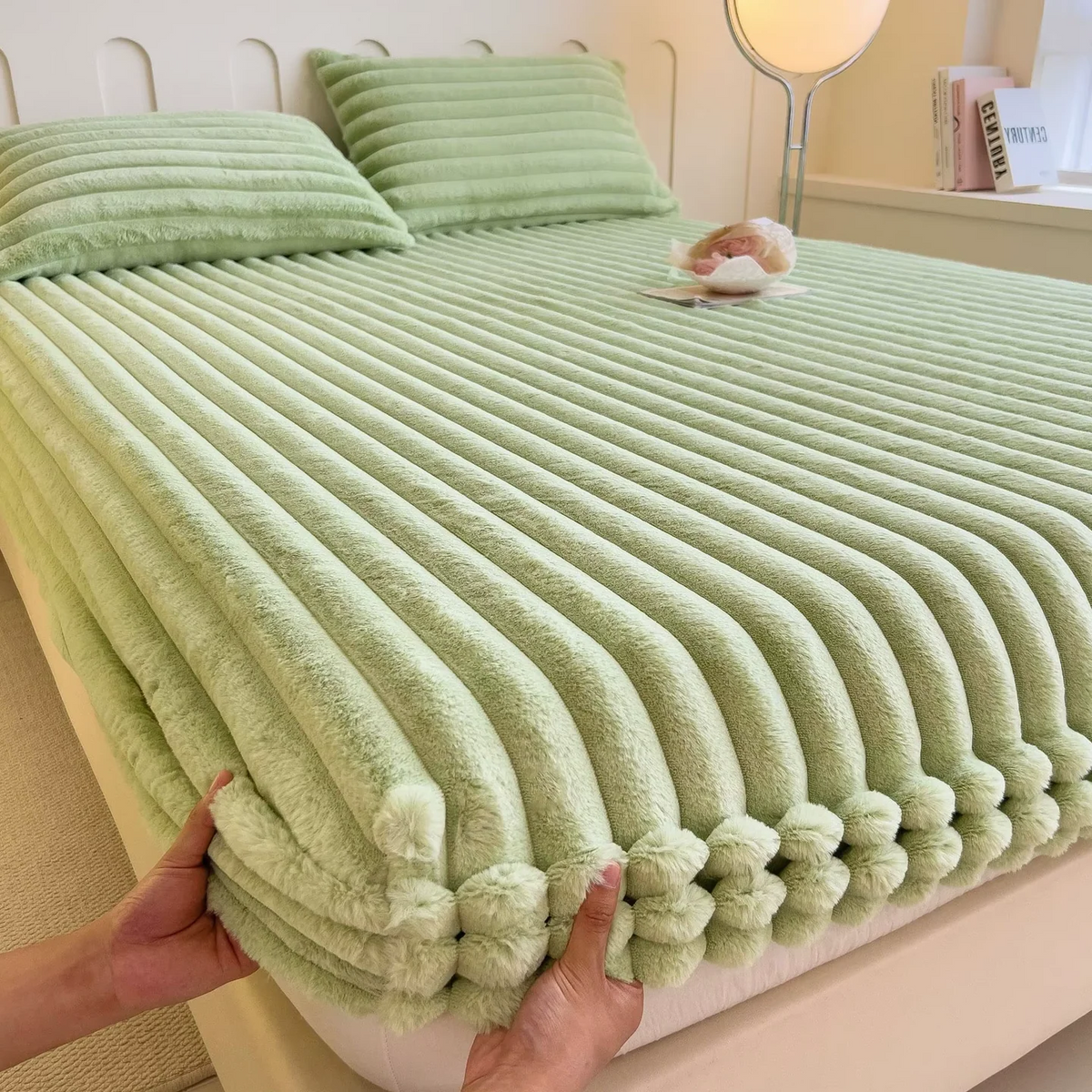Belro ultra-soft luxury fitted bed sheet with smooth, cozy fabric on a neatly made bed in a bedroom setting.