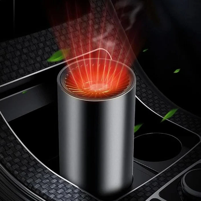 Belro fast heating cup-shaped car warm air blower with adjustable 360-degree rotatable plug, suitable for cars, SUVs, RVs, and trucks.